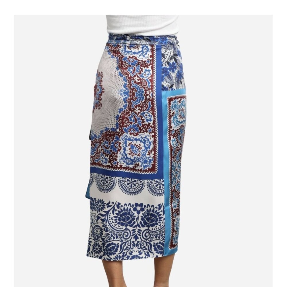 NWT Weekend Max Mara SILK All-Over Patterned Midi Skirt - Picture 2 of 7